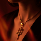 Trident Locket in 22K Gold Plated Stainless Steel Spiritual Pendant