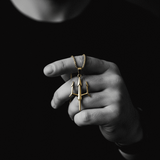 Trident Locket in 22K Gold Plated Stainless Steel Spiritual Pendant