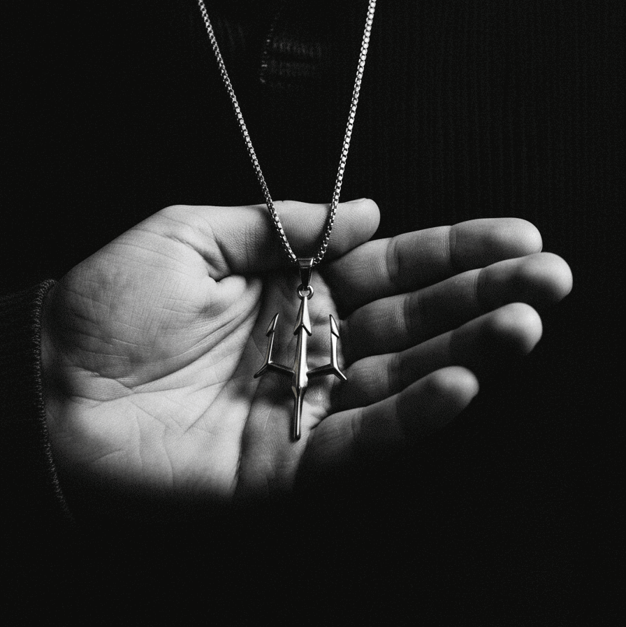 Trident Locket in 22K Gold Plated Stainless Steel Spiritual Pendant