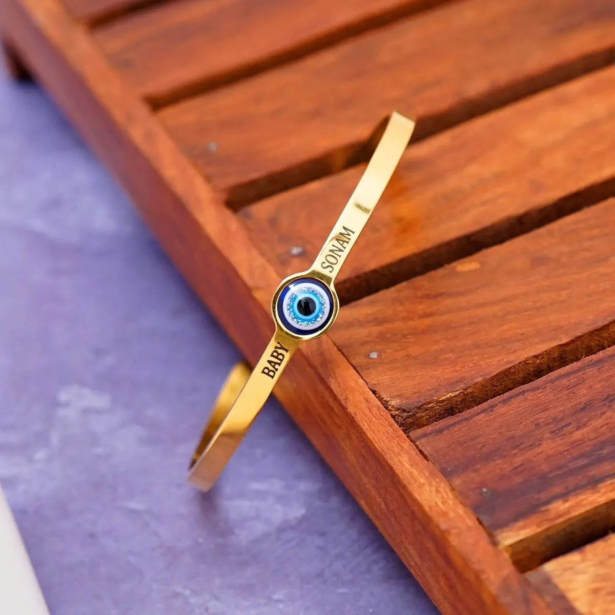 Personalised Evil Eye Bracelet for Women – 22K Gold Plated, Tarnish-Free, 6-Month Anti-Fading Warranty